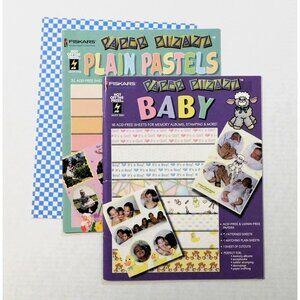 Fiskars Paper Pizazz Baby & Plain Pastels Scrapbook Paper Lot Cutouts 8.5 x 11